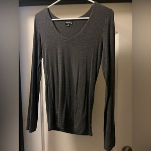 Double layer v-neck Originality by Dry Goods long sleeve in dark grey